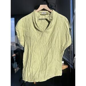 Saga Made In Italy 100% Linen Shirt With Sheer Sleeves One Size
